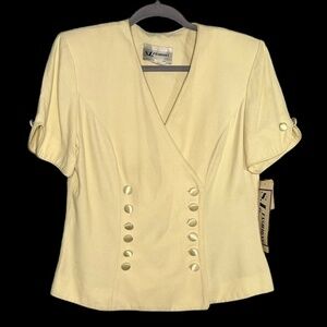 NWT Vintage S.L. Fashions Beige Blazer Top Size 10